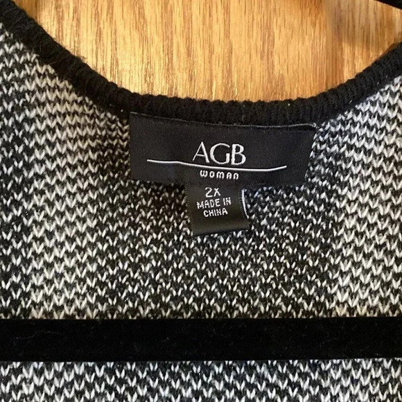 AGB Womens Black Plaid Long Sleeve Open Front Cardigan Sweater Size 2X - Picture 3 of 7